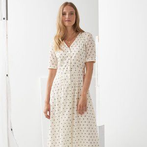 NEW & OTHER STORIES PLEATED V-NECK MIDI DRESS